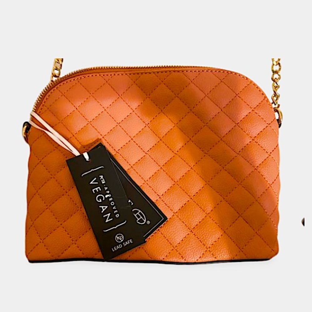 Burnt Orange Crossbody with Gold Chain